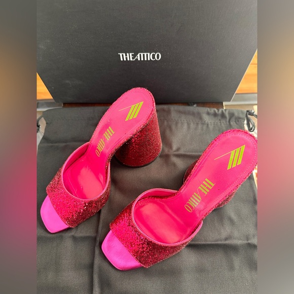 The Attico Devon Open-Toe Glitter Sandals, size 9 - Picture 2 of 5